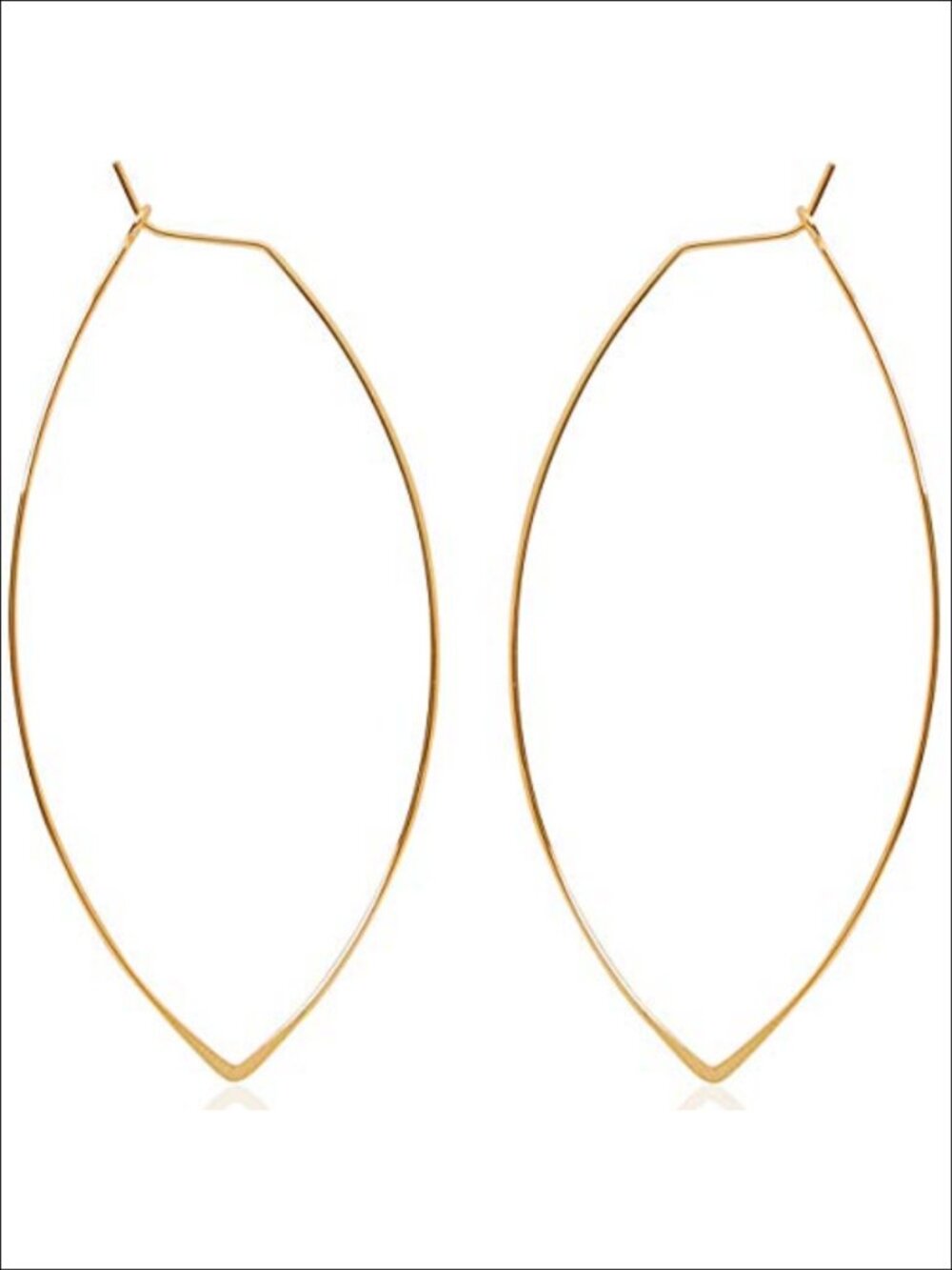 Large Marquise Hoop Earrings 18K Gold Plated Threader Dangle